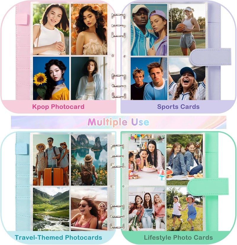 WITHYU A5 Kpop Photocard Binder with 30 Pack 4-Pocket Card Pages, 6 Ring A5 Binder Card Collector Album with 240 Card Slots,PU Leather Binder Cover with Magnetic Buckle Closure for Organizing Trading Card - Image 3